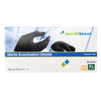 Meditrast Powder Free Nitrile Examination Gloves Black 100 Τεμάχια - XLarge - Εξεταστικά Μαύρα Γάντια Νιτριλίου Χωρίς Πούδρα