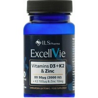 Ils Pharma Excellvie Vitamin D3+Κ2 & Zinc 2000iu 30caps - Συμπλήρωμα Διατροφής με Ψευδάργυρο για Γενικότερη Υγεία των Οστών