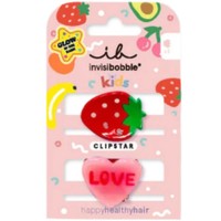 Invisibobble Clipstar  Kids Glow Frutti Strawberry 2 Τεμάχια - Κλιπ Μαλλιών για Παιδιά που Φωσφορίζουν στο Σκοτάδι