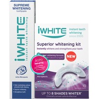 iWhite Πακέτο Προσφοράς Superior Whitening Kit Instant 10 Τεμάχια & Δώρο Supreme Whitening Toothpaste 75ml - Σύστημα Λεύκανσης Δοντιών για έως & 8 Τόνους Λευκότερα Δόντια & Δώρο Οδοντόκρεμα Λεύκανσης με Μικροκρυστάλους για άμεσο Αποτέλεσμα
