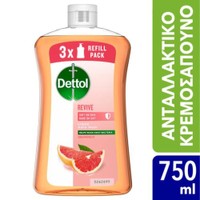 Dettol Liquid Soap Grapefruit Refill Ανταλλακτικό Αντιβακτηριδιακό Υγρό Κρεμοσάπουνο Χεριών με Γκρέιπφρουτ 750ml