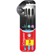 Colgate Slim Soft Charcoal Soft Toothbrush <0.01mm 3 Τεμάχια - Μαλακή Οδοντόβουρτσα με Ίνες Εμπλουτισμένες με Άνθρακα για Βαθύ Καθαρισμό