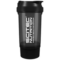 Scitec Nutrition Traveller Shaker 500ml - Μαύρο - Shaker Πρωτεΐνης Πλαστικό με Δοχείο Μεταφοράς Σκόνης