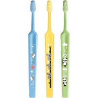 TePe Mini Extra Soft 0-6 Years Toothbrush 3 Τεμάχια - Γαλάζιο/ Κίτρινο/ Πράσινο - Παιδική Οδοντόβουρτσα με Κωνική Κεφαλή & Πολύ Μαλακές Αποστρογγυλεμένες Ίνες