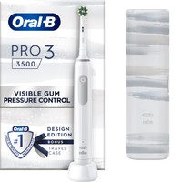 Oral-B PRO 3 3500 White Edition 360° Gum Pressure Control Electric Toothbrush 1 Τεμάχιο & Δώρο Θήκη Ταξιδίου 1 Τεμάχιο - Επαναφορτιζόμενη Λευκή Ηλεκτρική Οδοντόβουρτσα με Ορατό Αισθητήρα Πίεσης 360°