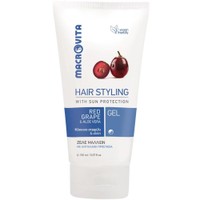 Macrovita Red Grape & Aloe Vera With Sun Protection Hair Styling Gel 150ml - Ζελέ Φορμαρίσματος Μαλλιών για Δυνατό Κράτημα με Αντηλιακή Προστασία με Κόκκινο Σταφύλι & Αλόη