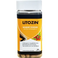 Pharmazac Litozin Rosehip Powder & Vitamin C 90caps - Συμπλήρωμα Διατροφής με Σκόνη Αγριοτριανταφυλλιάς & Βιταμίνη C για την Καλή Λειτουργία των Αρθρώσεων & του Χόνδρου Κατά της Οστεοαρθρίτιδας
