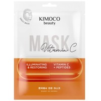 Kimoco Beauty Ilustrating & Restoring Peptides & Vitamic C Face Sheet Mask 23ml - Μάσκα Προσώπου για Αναδόμηση & Λάμψη με Βιταμίνη C & Πεπτίδια