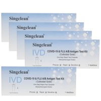 Singclean Πακέτο Προσφοράς IVD Covid-19 & Flu A / B Antigen Kit Rapid Self Test Cassette 5 Τεμάχια - Τεστ Ποιοτικής Ανίχνευσης Αντιγόνων Covid-19 & Γρίπης Τύπου Α/Β σε Ρινοφαρυγγικό Επίχρισμα