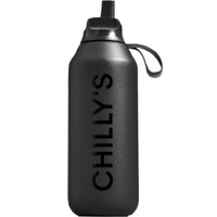 Chilly's Series 2 Abyss Flip Bottle 500ml - Black - Ανοξείδωτος Θερμός με Καλαμάκι & Αντιμικροβιακό Στόμιο για Κρύα Ροφήματα