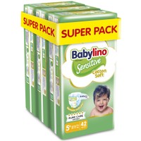 Σετ Babylino Sensitive Cotton Soft Junior Plus Νο5+ (12-17kg) 126 Τεμάχια (3x42 Τεμάχια) - 