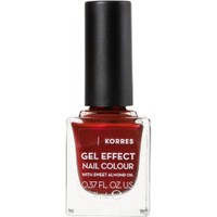 Korres Gel Effect Nail Colour 11ml - 58 Velour Red - Βερνίκι Νυχιών με Αμυγδαλέλαιο για Έντονη Λάμψη & Μεγάλη Διάρκεια