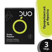 Duo Flavoured Fruits Passion Condoms 3 Τεμάχια - Προφυλακτικά με Γεύση Φρούτο του Πάθους