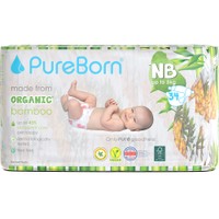 PureBorn Organic Bamboo Unisex Nappies New Born (up to 5 kg) 34 Τεμάχια - Pineapple - Βρεφικές Πάνες από Βιολογικές Ίνες Μπαμπού με Ενισχυμένο Απορροφητικό Πυρήνα & Δείκτη Υγρασίας με Σχέδιο Ανανά