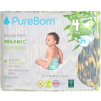 PureBorn Organic Bamboo Unisex Nappies No4 (7-12kg) 24 Τεμάχια - Leopard - Βρεφικές Πάνες από Βιολογικές Ίνες Μπαμπού με Ενισχυμένο Απορροφητικό Πυρήνα & Δείκτη Υγρασίας με Σχέδιο Λεοπάρδαλη