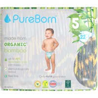 PureBorn Organic Bamboo Unisex Nappies No5 (11-18kg) 22 Τεμάχια - Leopard - Βρεφικές Πάνες από Βιολογικές Ίνες Μπαμπού με Ενισχυμένο Απορροφητικό Πυρήνα & Δείκτη Υγρασίας με Σχέδιο Λεοπάρδαλη