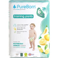 PureBorn Training Unisex Pants No6 (>15kg) 18 Τεμάχια - Lemons - Πάνες Βρακάκι Ημέρας Υψηλής Απορροφητικότητας για Άνεση & Ευελιξία με Σχέδιο Λεμονιών