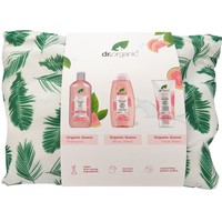 Dr Organic Promo Guava Shampoo 265ml & Body Wash 250ml & Face Wash 150ml & Δώρο Νεσεσέρ - Σαμπουάν, Αφρόλουτρο & Καθαριστικό Gel Προσώπου με Γκουάβα
