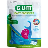 Gum Easy Flossers 30 Τεμάχια - Κερωμένο Οδοντικό Νήμα με Γεύση Μέντας