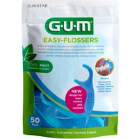 Gum Easy Flossers 50 Τεμάχια - Κερωμένο Οδοντικό Νήμα με Γεύση Μέντας