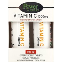 Power Health Promo High Potency Vitamin C 1000mg 20 Effer.tabs (2x10 Effer.tabs) - Συμπλήρωμα Διατροφής με Βιταμίνη C Υψηλής Ισχύος για Ενίσχυση του Ανοσοποιητικού με Γεύση Πορτοκάλι