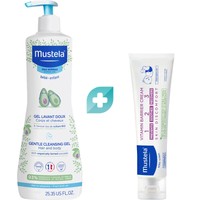 Mustela Promo Gentle Cleansing Gel for Hair - Body 500ml & Vitamin Barrier Cream 50ml - Βρεφικό - Παιδικό Gel Καθαρισμού για Σώμα - Μαλλιά με Αβοκάντο Βιολογικής Καλλιέργειας & Κρέμα Αλλαγής Πάνας
