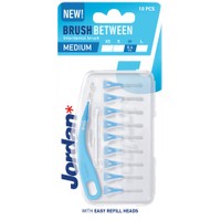 Jordan Brush Between Interdental Medium 0.6mm 10 Τεμάχια - Μπλέ - Μεσοδόντια Βουρτσάκια με Εργονομική Κυρτή Λαβή