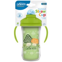 Dr Brown's Insulated Straw Cup 12m+ Κωδ TC01203, 1 Τεμάχιο - Πράσινο - Κύπελλο Θερμός με Μαλακό Καλαμάκι & Λαβές