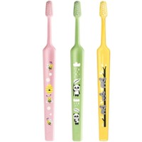 TePe Mini Extra Soft 0-6 Years Toothbrush 3 Τεμάχια - Ρόζ/ Πράσινο/ Κίτρινο - Παιδική Οδοντόβουρτσα με Κωνική Κεφαλή & Αποστρογγυλεμένες Ίνες