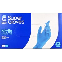 Gmt Super Gloves Blue Medical Examination Nitrile Powder Free Gloves 100 Τεμάχια - Medium - Ιατρικά Εξεταστικά Γάντια Νιτριλίου Μιας Χρήσης Χωρίς Πούδρα