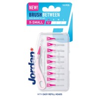 Jordan Brush Between Interdental Brush 10 Τεμάχια - Extra Small (0.4mm) - Μεσοδόντια Βουρτσάκια με Εργονομική Κυρτή Λαβή