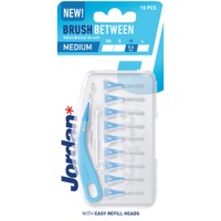 Jordan Brush Between Interdental Brush 10 Τεμάχια - Medium (0.6mm) - Μεσοδόντια Βουρτσάκια με Εργονομική Κυρτή Λαβή