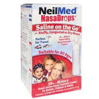 NeilMed Nasadrops Saline on the Go 15 ampoules x 15ml - Αποστειρωμένο Αλατούχο Διάλυμα που Καταπραΰνει Από το Μπούκωμα & Ενυδατώνει την Ξηρή Μύτη