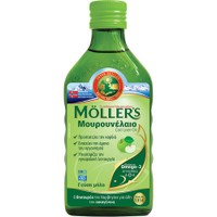 Moller's Cod Liver Oil Apple 250ml - Συμπλήρωμα Διατροφής Πόσιμου Μουρουνέλαιου Πλούσιο σε Ω3 με Βιταμίνες A, D & E με Γεύση Μήλου