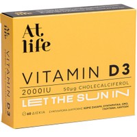 Atlife Vitamin D3 2000IU 60tabs - Συμπλήρωμα Διατροφής Βιταμίνης D3 για τη Διατήρηση της Φυσιολογικής Κατάστασης των Οστών, Δοντιών & Καλή Λειτουργία του Ανοσοποιητικού Συστήματος