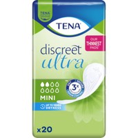 Tena Discreet Ultra Mini 20 Τεμάχια - Λεπτές Σερβιέτες Χωρίς Άρωμα για Μικρής Μορφής Ακράτεια