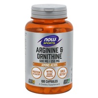 Now Foods Arginine & Ornithine 500mg / 250mg Συμπλήρωμα Διατροφής που Συνδυάζει δύο Αμινοξέα για Παραγωγή Ενέργειας 100caps