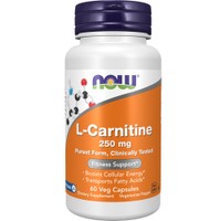 Now Foods L-Carnitine 250mg 60veg.caps - Συμπλήρωμα Διατροφής Αμινοξέος Καρνιτίνης για Καλή Καρδιαγγειακή Υγεία & Παραγωγή Ενέργειας