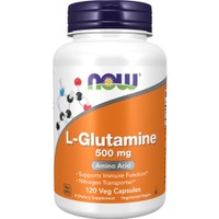 Now Foods L-Glutamine 500mg 120veg.caps - Συμπλήρωμα Διατροφής Αμινοξέος Γλουταμίνης για τη Φυσιολογική Λειτουργία του Εντέρου & Υγιές Πεπτικό Σύστημα