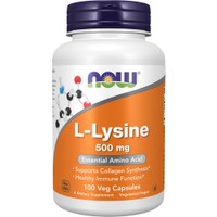 Now Foods L-Lysine 500mg 100veg.caps - Συμπλήρωμα Διατροφής Αμινοξέος Λυσίνης για Ενίσχυση του Ανοσοποιητικού, Πρόληψη Εξάρσεων του Απλού Έρπητα & Αποδοτικότερη Απορρόφηση του Ασβεστίου