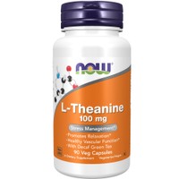 Now Foods L-Theanine 100mg 90veg.caps - Συμπλήρωμα Διατροφής Αμινοξέος L-θειανίνης & Εκχυλίσματος Πράσινου Τσαγιού Ελεύθερου Καφεΐνης με Ηρεμιστική & Αγχολυτική Δράση