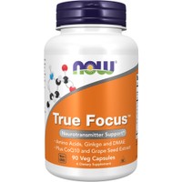 Now Foods True Focus 90 Veg.caps - Συμπλήρωμα Διατροφής Βιταμινών Αμινοξέων, Εκχυλίσματος Βοτάνων & Συνενζύμου Q10 για Διανοητική Οξύτητα, Εγρήγορση & Ενίσχυση της Μνήμης