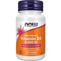 Now Foods Vitamin D3 5.000 IU 120 Softgels - Συμπλήρωμα Διατροφής Βιταμινών D3 για την Καλή Λειτουργία Οστών, Δοντιών & Ανοσοποιητικού