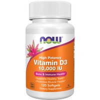 Now Foods Vitamin D3 10.000 IU 120 Softgels - Συμπλήρωμα Διατροφής Βιταμινών D3 για την Καλή Λειτουργία Οστών, Δοντιών & Ανοσοποιητικού