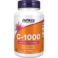 Now Foods Vitamin C-1000 with Rose Hips & Bioflavonoids 100tabs - Συμπλήρωμα Διατροφής με Βιταμίνης C, Σκόνη Αγριοτριανταφυλλιάς & Σύμπλεγμα από Βιοφλαβονοειδή Εσπεριδοειδών για Ενίσχυση του Ανοσοποιητικού & Ολοκληρωμένη Αντιοξειδωτική Προστασία