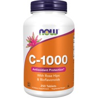 Now Foods Vitamin C-1000 with Rose Hips & Bioflavonoids 250tabs - Συμπλήρωμα Διατροφής με Βιταμίνης C, Σκόνη Αγριοτριανταφυλλιάς & Σύμπλεγμα από Βιοφλαβονοειδή Εσπεριδοειδών για Ενίσχυση του Ανοσοποιητικού & Ολοκληρωμένη Αντιοξειδωτική Προστασία