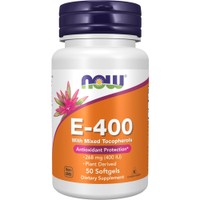 Now Foods E-400 With Mixed Tocopherols 50 Softgels - Συμπλήρωμα Διατροφής Βιταμίνης E για την Καλή Υγεία της Καρδιάς, Ενίσχυση της Ανδρικής Γονιμότητας με Ισχυρές Αντιοξειδωτικές Ιδιότητες