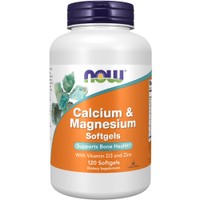 Now Foods Calcium & Magnesium 120 Softgels - Συμπλήρωμα Διατροφής Ασβεστίου, Μαγνησίου, Ψευδάργυρου & Βιταμίνης D3 για Ολοκληρωμένη Υποστήριξη των Οστών & Δοντιών