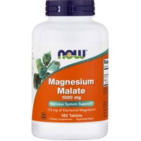 Now Foods Magnesium Malate 1000mg 180tabs - Συμπλήρωμα Διατροφής Μαγνησίου σε Μορφή Μηλικού Οξέος για την Καλή Λειτουργία του Νευρικού Συστήματος, Μυών & Ανακούφιση από το Σύνδρομο της Χρόνιας Κόπωσης