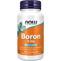 Now Foods Boron 3mg 100Veg.caps - Συμπλήρωμα Διατροφής Ιχνοστοιχείου Βορίου για Υποστήριξη της Δομής & της Ανθεκτικότητας των Οστών
